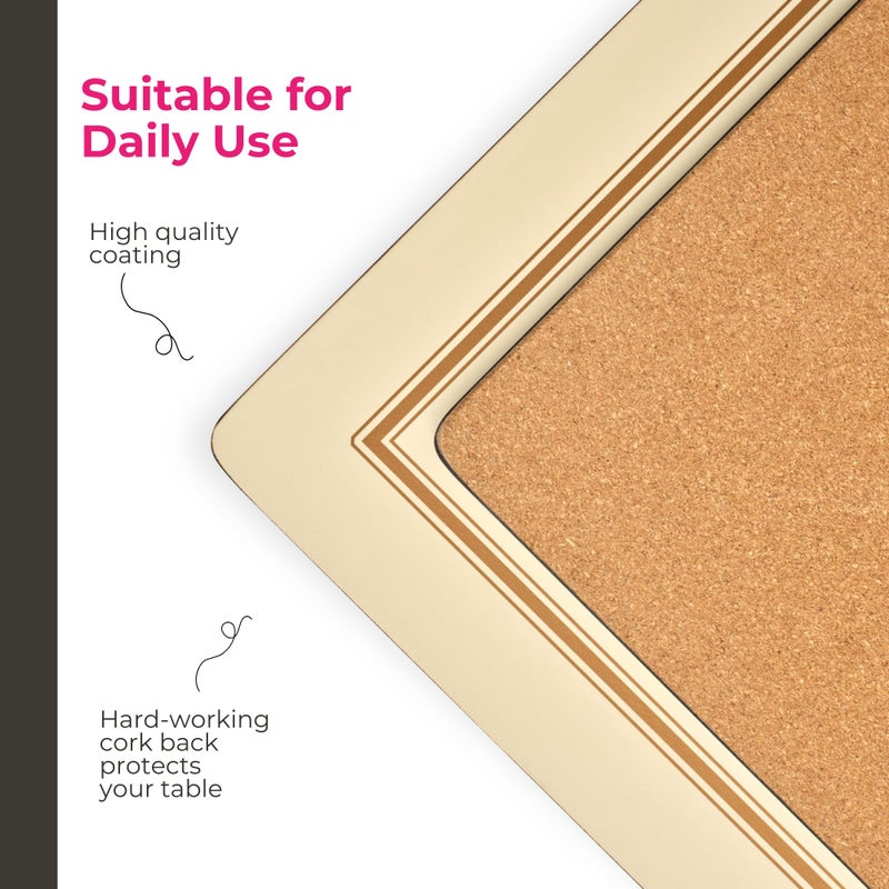 Pimpernel Classic Series Cork-Backed Placemat Set â€“ (15.7" x 11.7") Rectangular Table Mats with Lacquered Finish, Heat & Stain Resistant Decorative Boards for Dining Table Protection & Everyday Use - Image 5